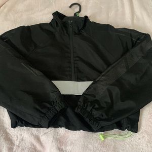 Black reflective windbreaker